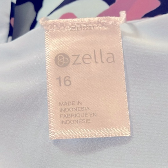 Zella Girls Reversible Journey One-Piece Swimsuit Size 16 Blue Purple Floral - Picture 8 of 10